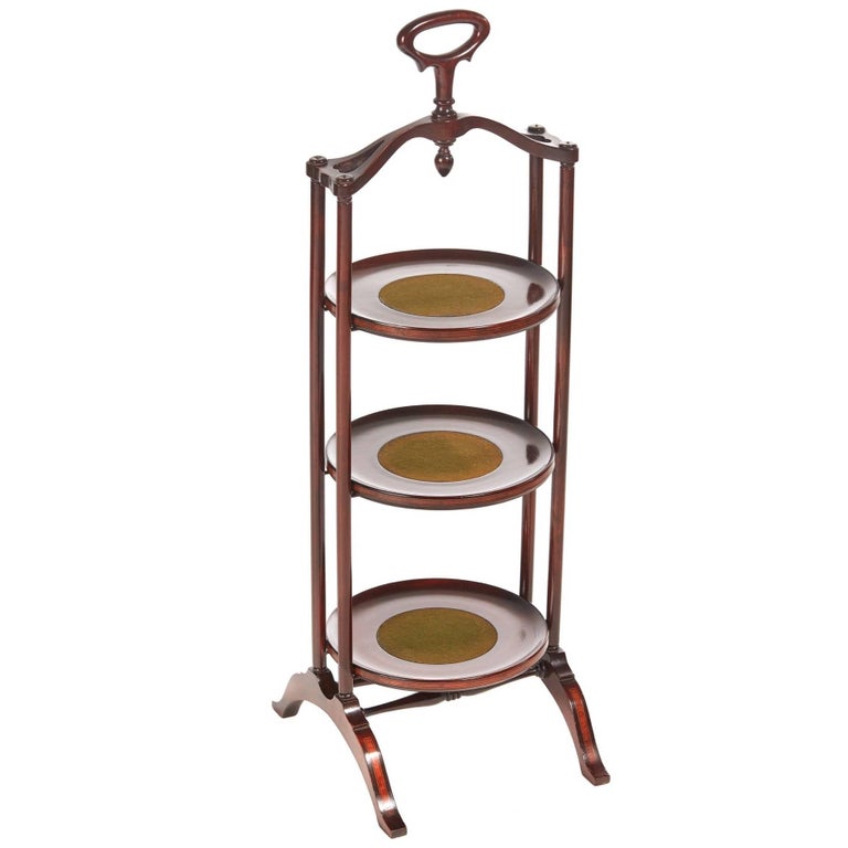 Unusual Inlaid Mahogany ThreeTier Cake Stand For Sale at 1stdibs