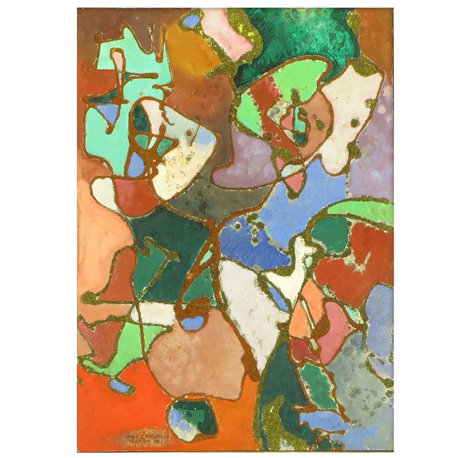 William H Littlefield Abstract Mixed-Media on Board For Sale
