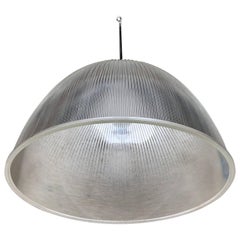 Large 1950s Holophane Industrial Glass Pendant Light Fixture