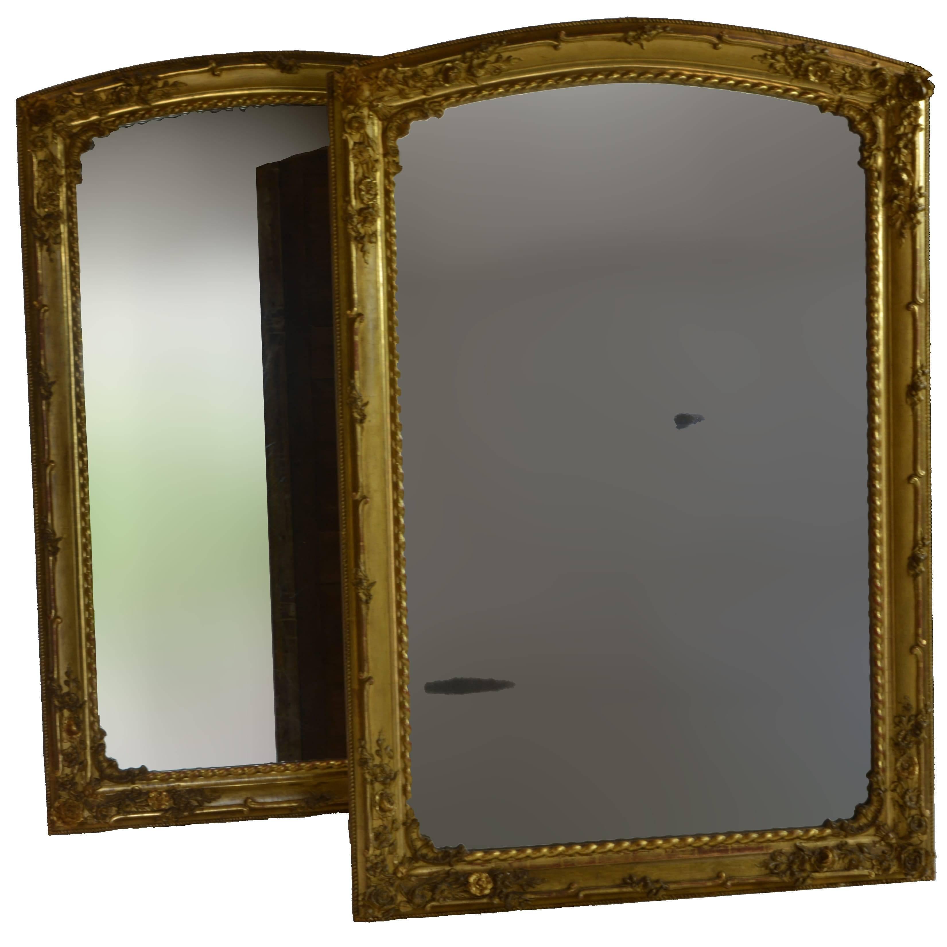 19th Century Pair of Charles X Gilded Mirrors