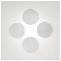 Square Mid-Century Modern Style Wall Art Sconce White Glass and Satin Aluminium