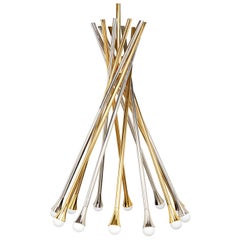 Electrum Brass and Nickel Chandelier 8
