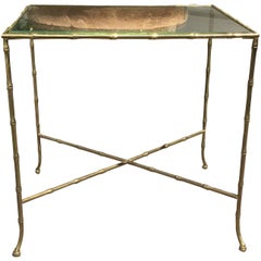 20th Century Bronze Bamboo Table Attributed to Maison Bagues