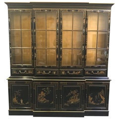 Black & Gold Karges Style Chinoiserie China Cabinet