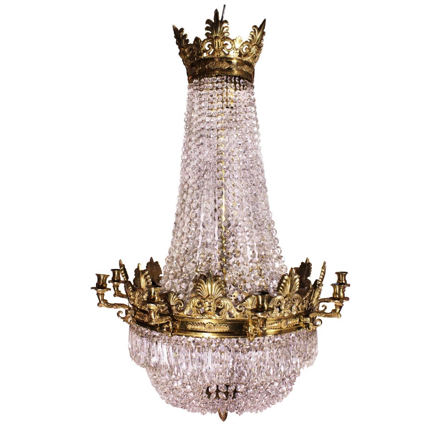 19th Century Cut-Glass and Ormolu Chandelier For Sale