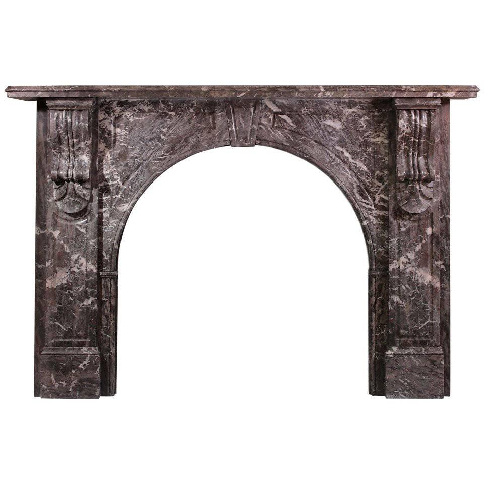 Victorian Arched Marble Mantel with St. Annes Marble Corbels ‘VIC-W67’ For Sale