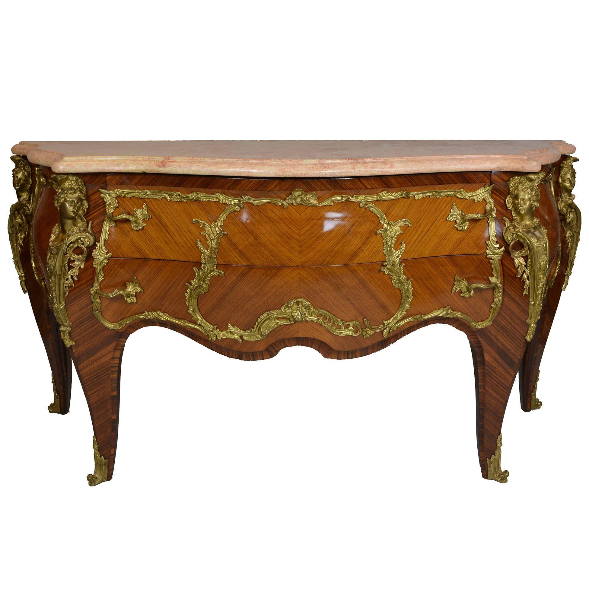 Louis XV Style Gilt Bronze-Mounted Marquetry Commode