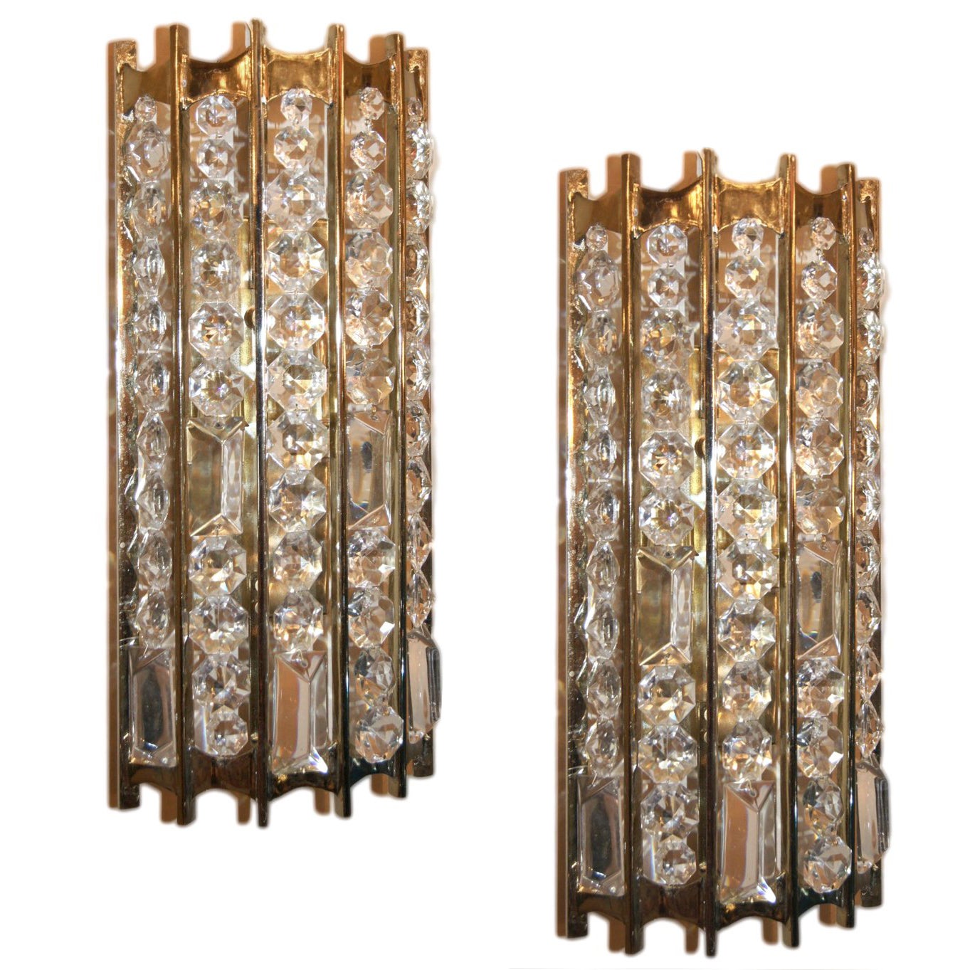 Pair of Crystal Sconces For Sale at 1stDibs