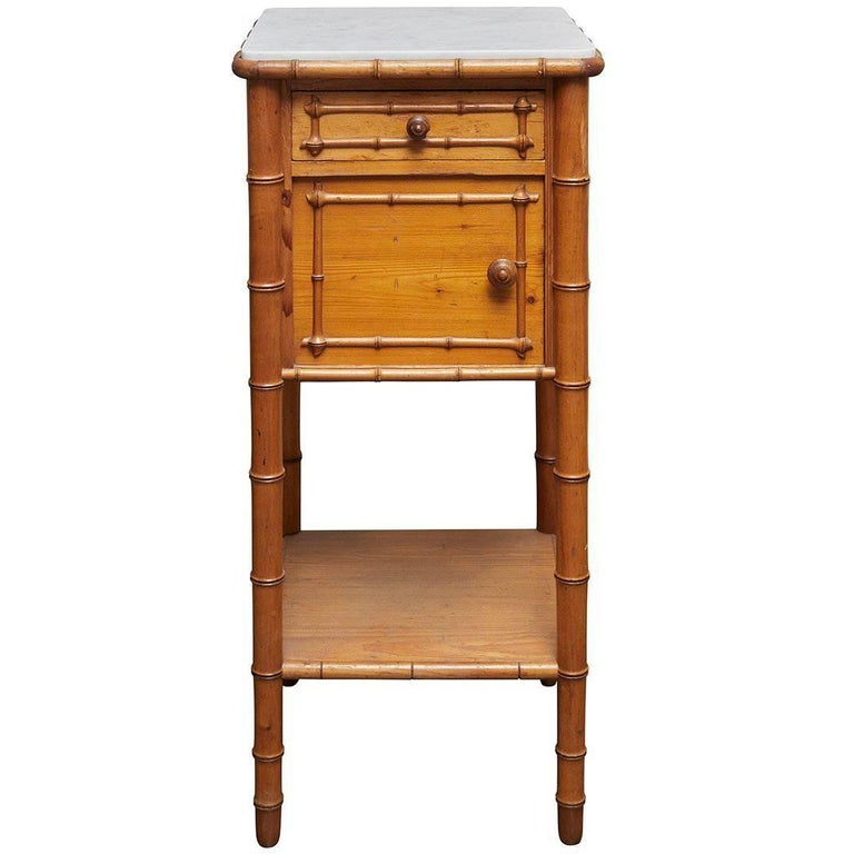 Pine Faux Bamboo Nightstand at 1stDibs