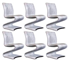 Set of Six "Z" Shaped Upholstered Dining Chairs