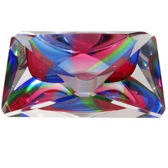 Faceted Murano Glass Diamond Cut Ashtray, 1960s