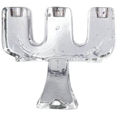 Crystal Ice Block Glass Candleholder Candelabra