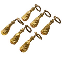 Mid-20th Century Brass Set of Six Tassel Rope Napkin Rings, France
