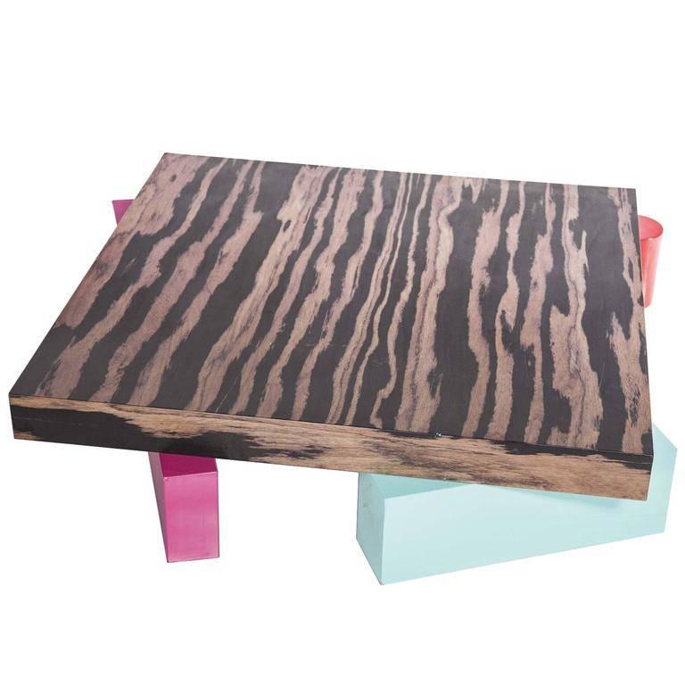 Coffee Table in Laminated Wood by Ettore Sottsass for Alessi, Italy For Sale