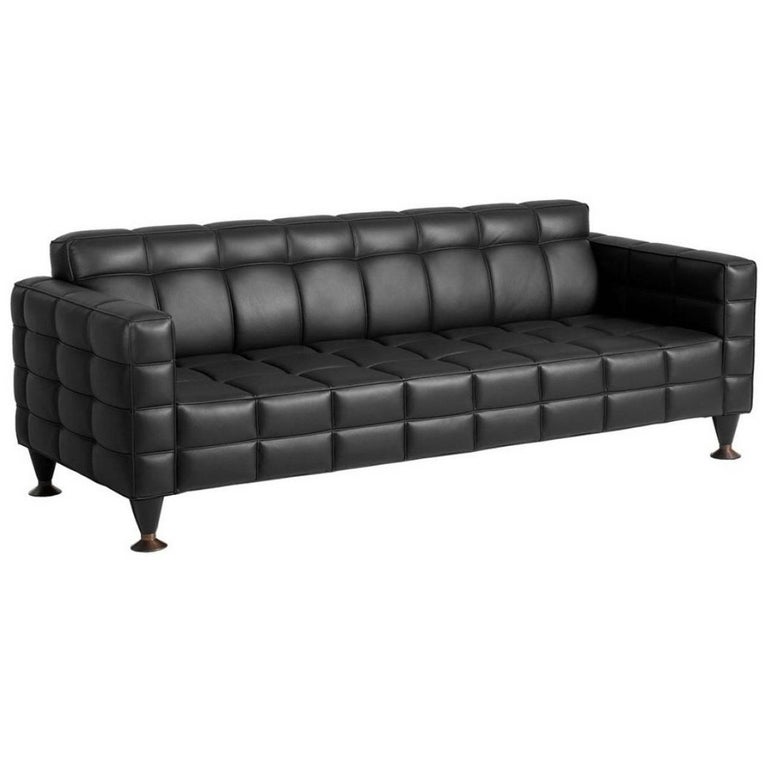 "Hoff" Full Grain Leather ThreeSeat Sofa Designed by G. Chigiotti for