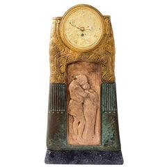 Gustav Gurschner Table Clock with Lover’s Pair 1913, K. K. Kunstgießerei Wien