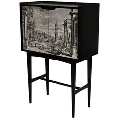 Italian Bar Cabinet with a Venetian Scene