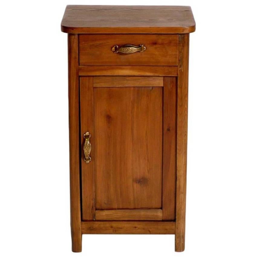 Early 20th Century Tyrol Country Nightstand in Walnut, Restored, Polished to Wax
