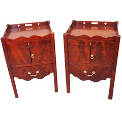 Antique 18th Century Pair of Tray Top Commodes or Bedside Tables