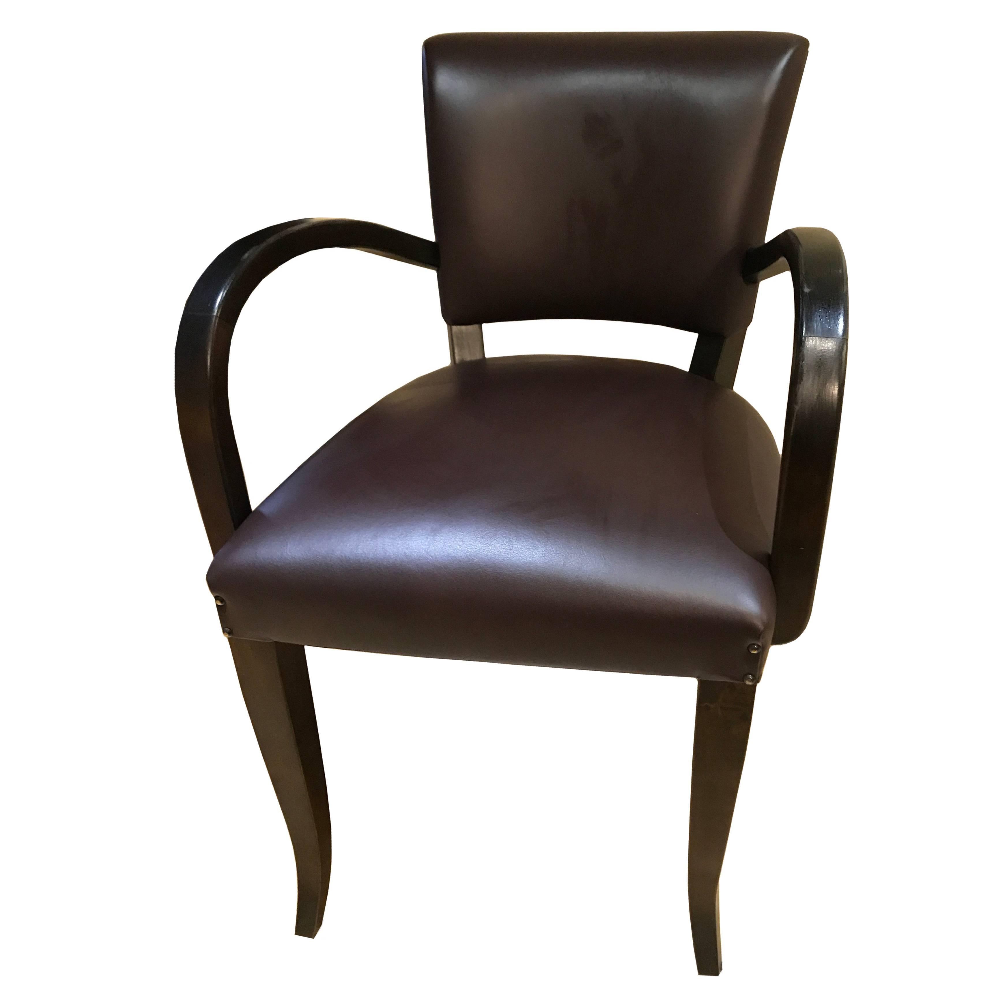 Art Deco Style Hand-Crafted "Momero" Dining Chair in Oak and Leather  For Sale