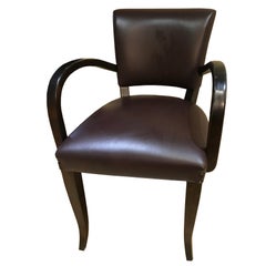 Art Deco Style Hand-Crafted "Momero" Dining Chair in Oak and Leather
