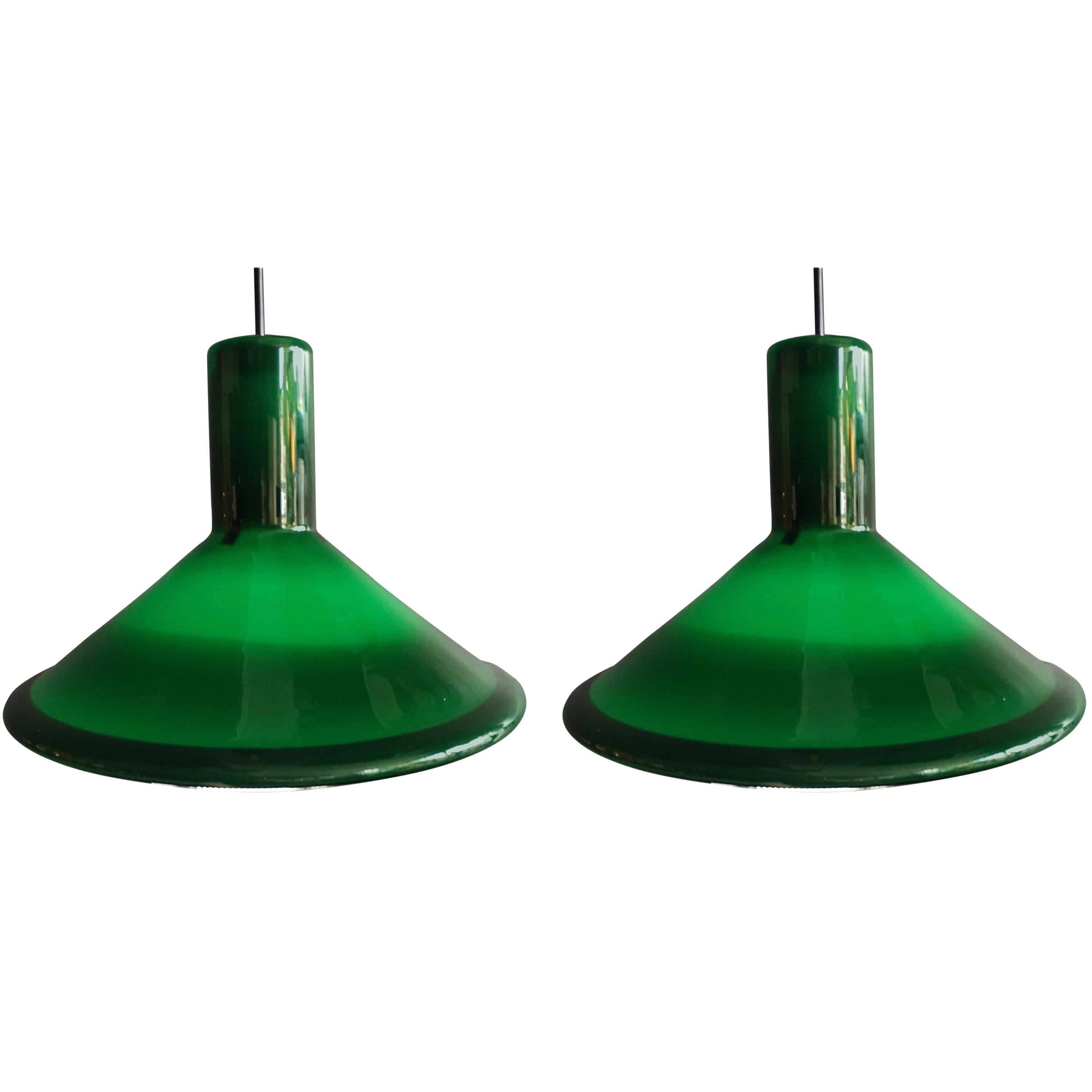Pair of Danish Midcentury Pendant Lights by Michael Bang for Holmegaard.
