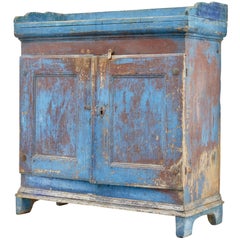 Early 19th Century Rustic Swedish Pine Painted Cupboard