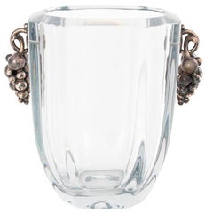 Large Crystal and Sterling Silver Vase