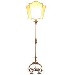 Italian Baroque Style Brass Floor lamp with Parchment Shade