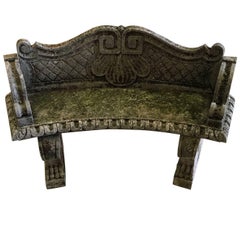 Antique Curved Vicenza Stone Bench with Back, Italy, 1920s