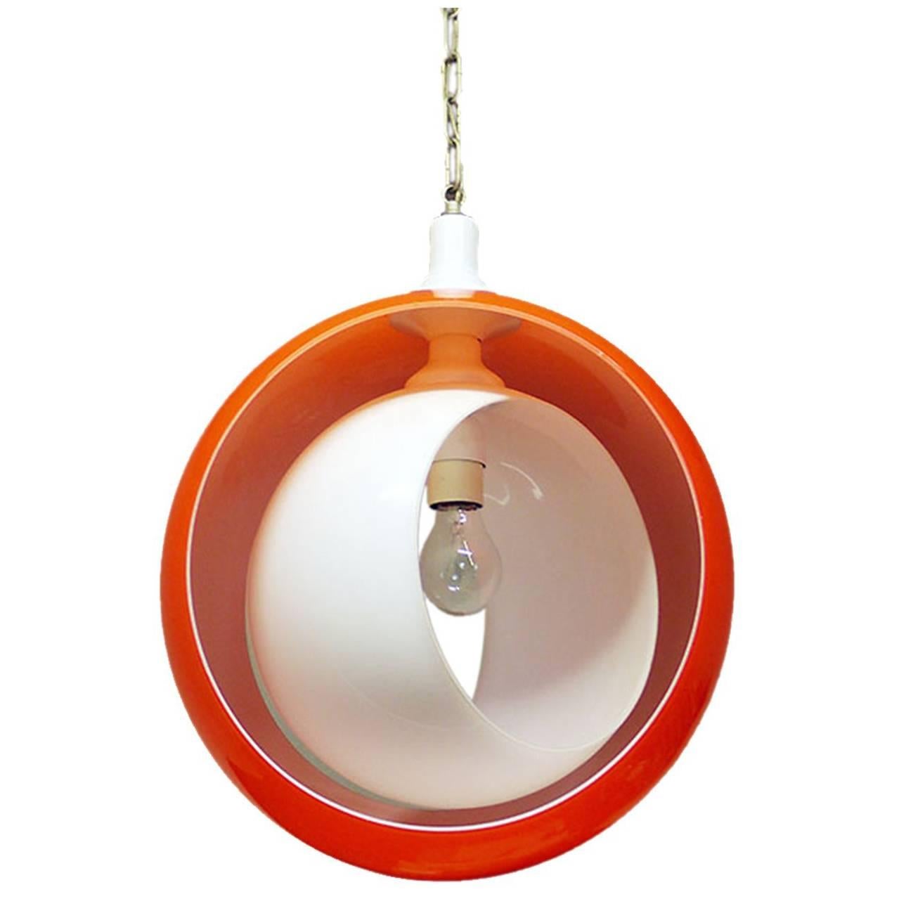 Murano Glass Pendant Lamp orange white by Carlo Nason for Mazzega, 1960s
