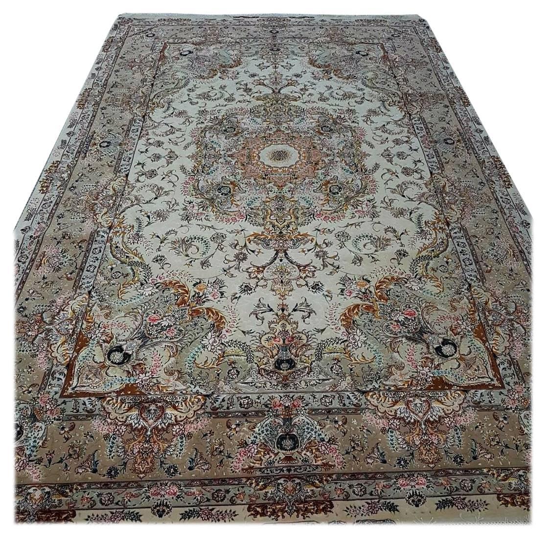 Shadegaan, Hand-Knotted, Rare Design Persian/Tabriz Rug For Sale