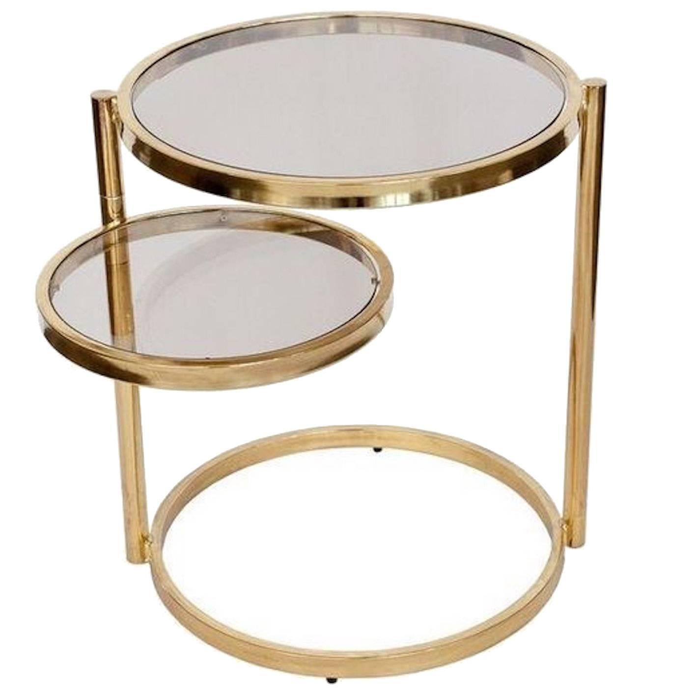 ‘DIA’ Design Institute of America Brass Swivel Ring Table