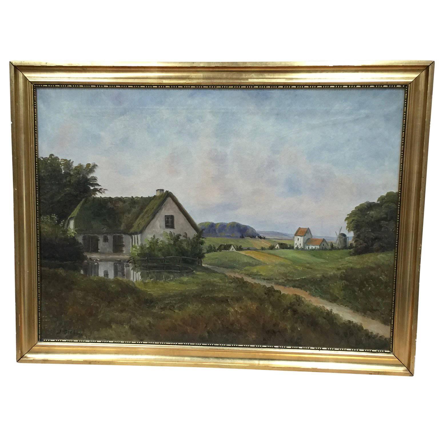 19th Century Painting of a Danish Farm-House