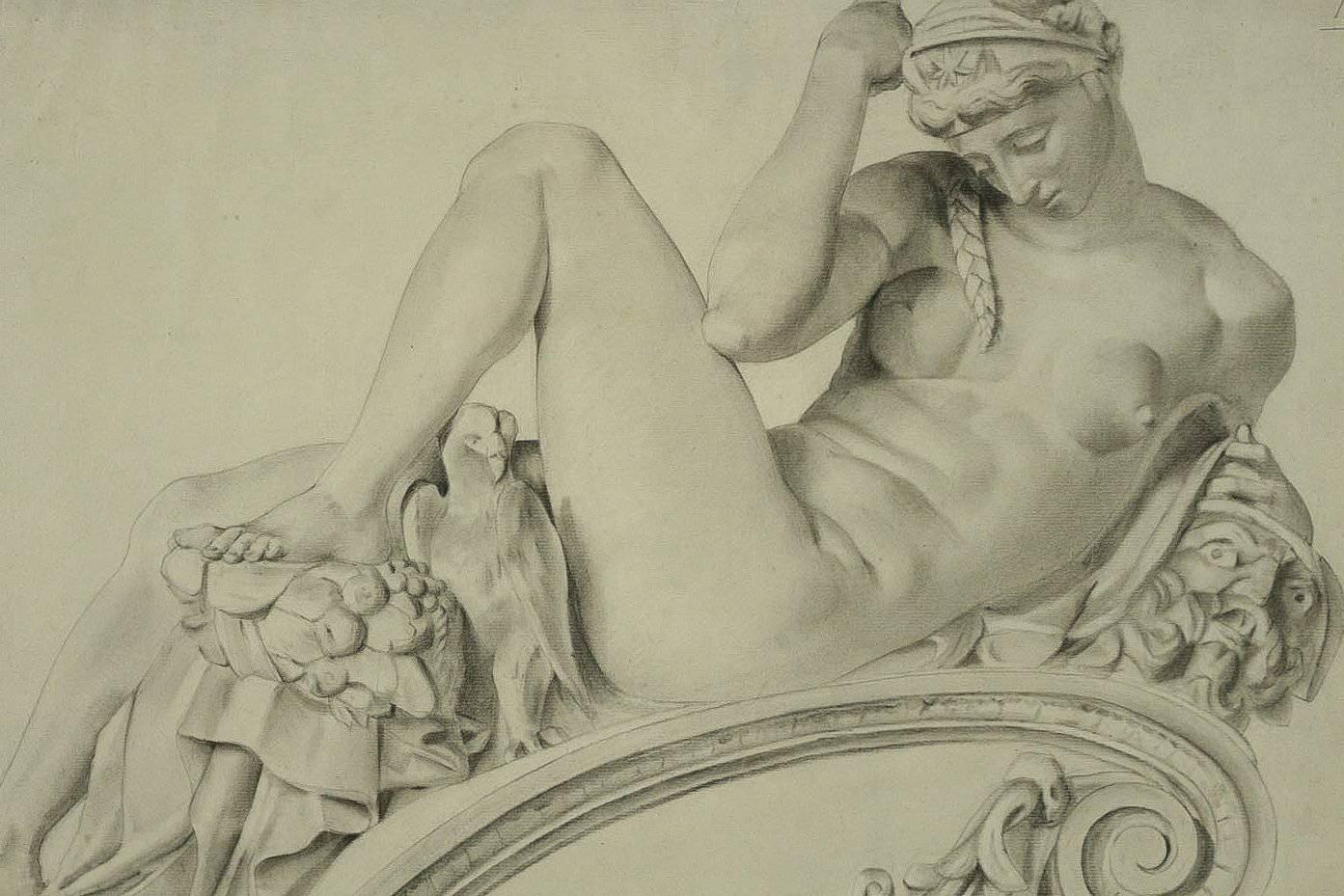 French Léon François Comerre the Day Early-20th Century Drawing, circa 1900