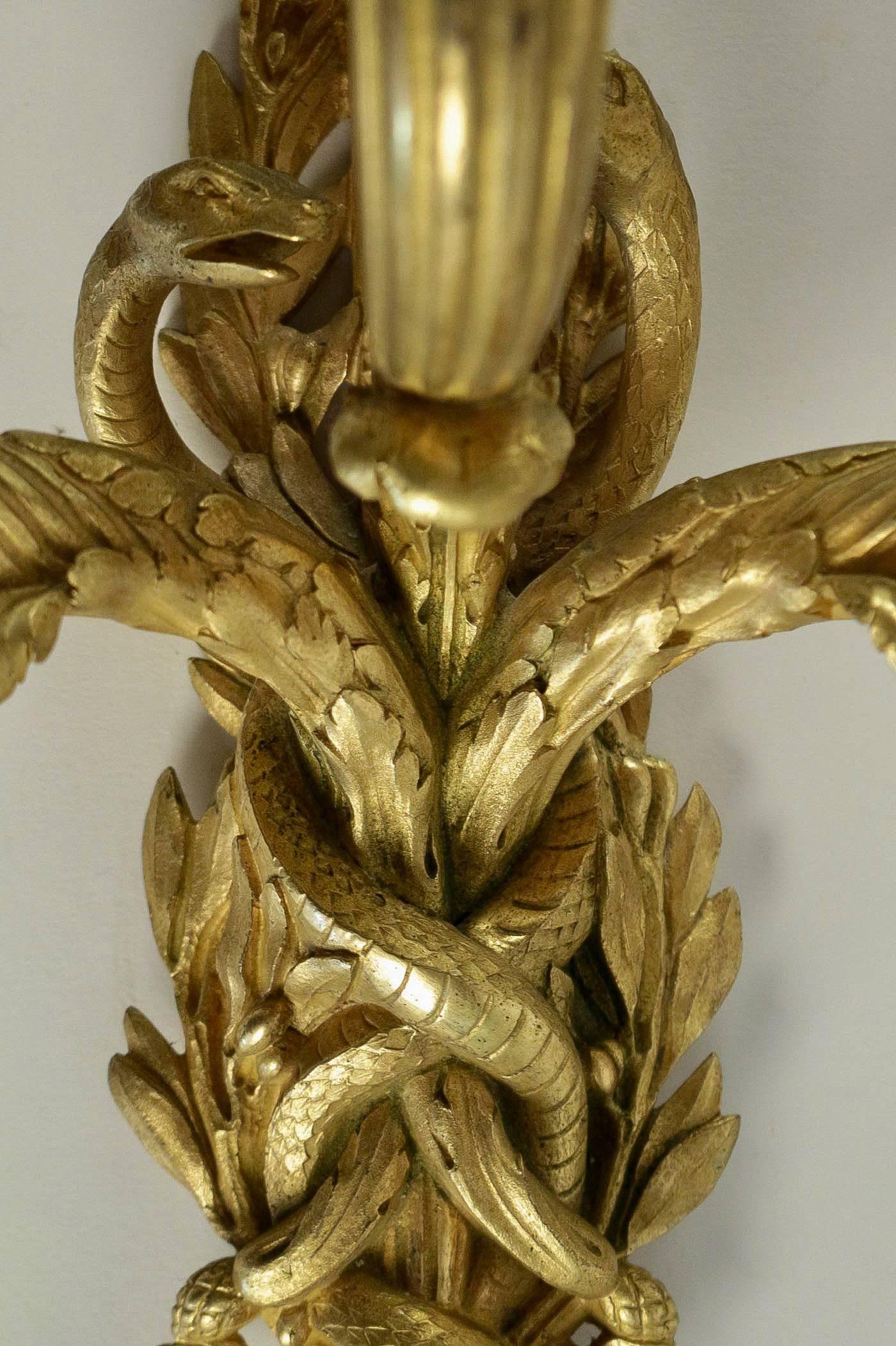 French Louis XVI Style Gilt Bronze Sconces, Mid-19th Century Circa 1850 3