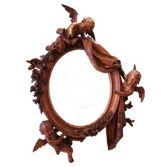 Late 19th Century Italian Ornamental Walnut Baroque Mirror