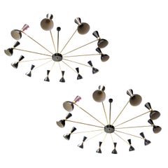 Pair Of Italian Spider Twelve lights Chandeliers