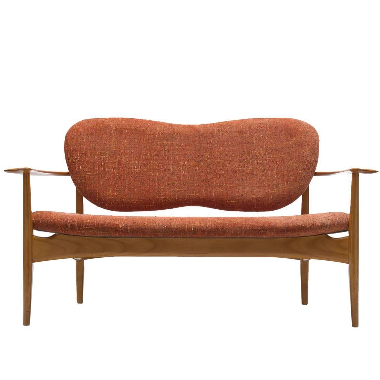 Danish Settee with WingShaped Back For Sale at 1stdibs