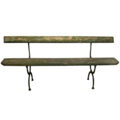 Used French Wood and Cast Iron Bench, circa 1900