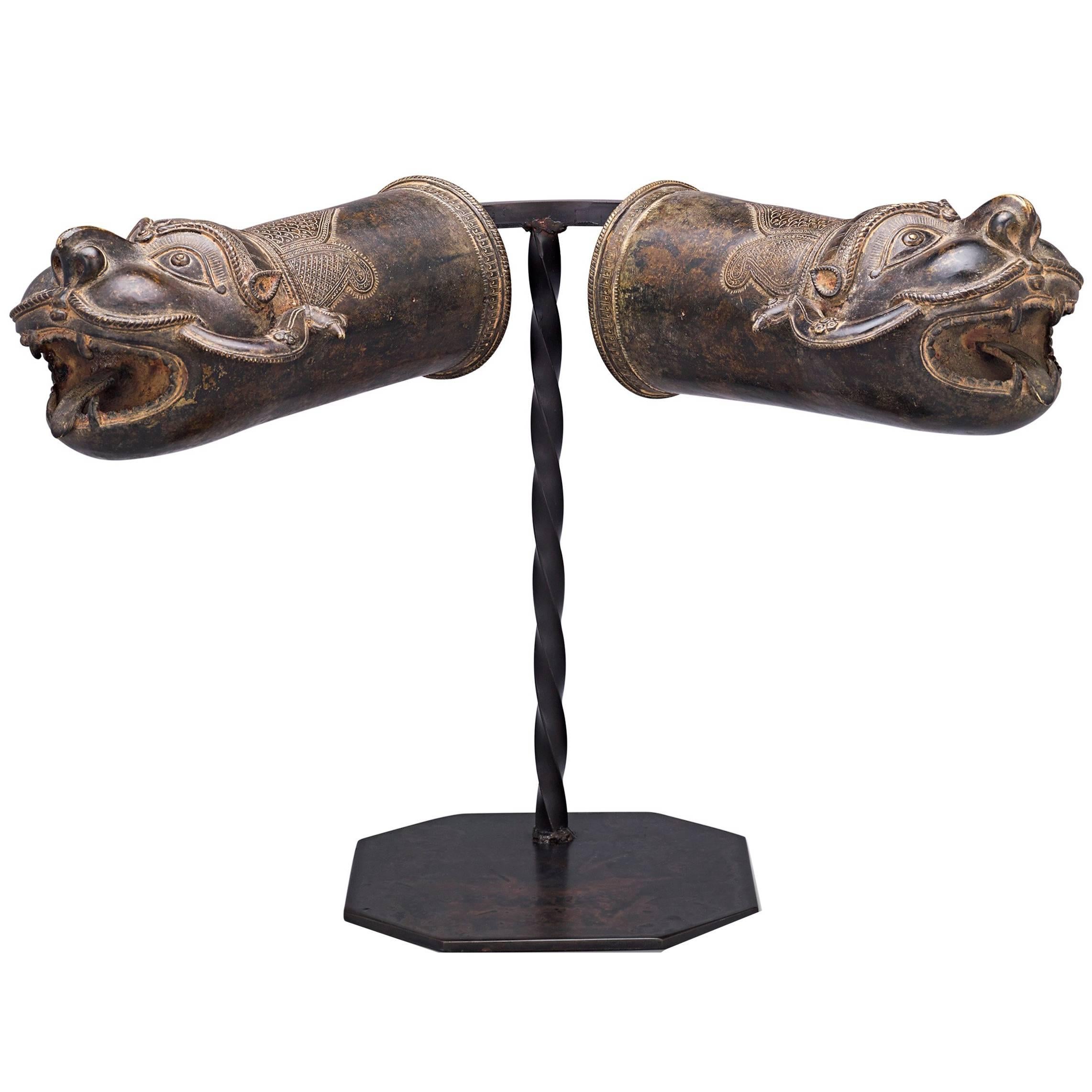 Indian Mythological Bronze Palanquin Finials