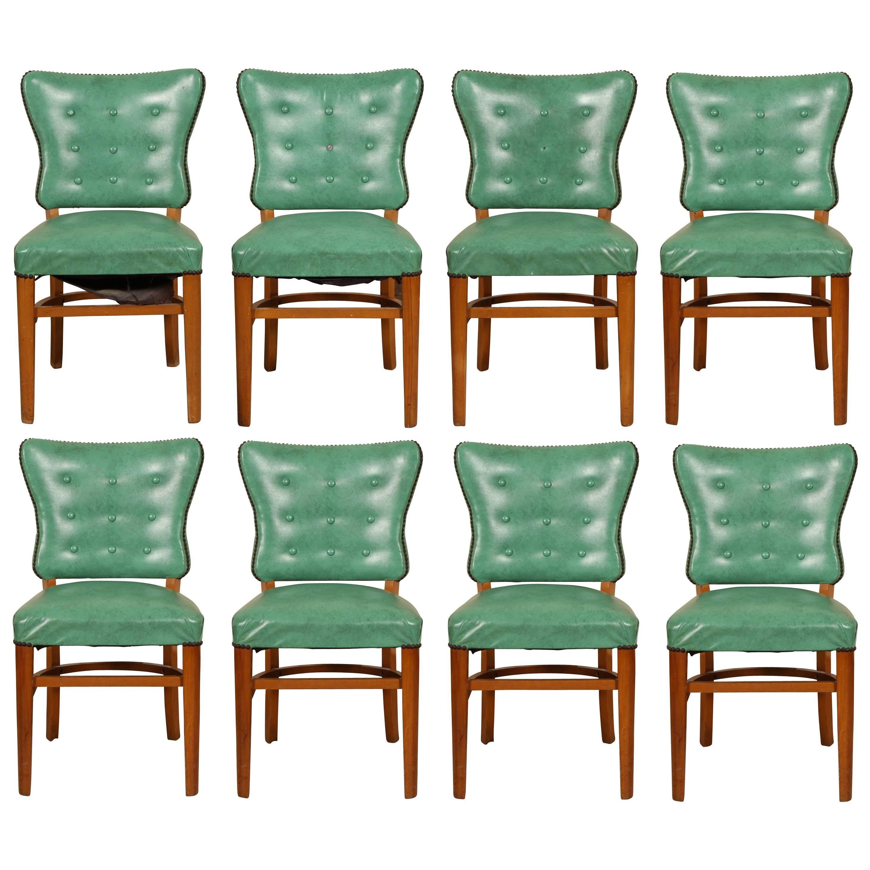 Set of Eight Vintage Vinyl Side Chairs