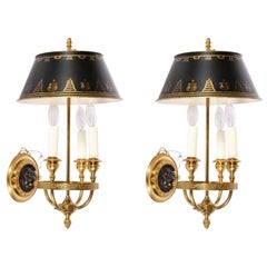 Pair of Brass and Tole Neoclassical Sconces