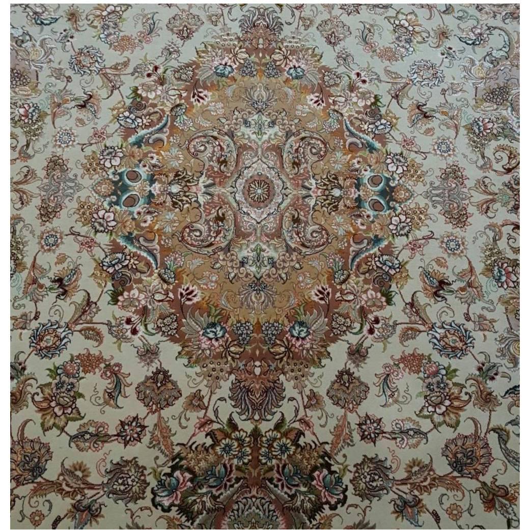 Novinfar Pink-Designer Master Novinfar, Genuine Persian Tabriz Silk and Wool Rug For Sale