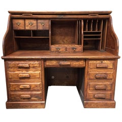 Vintage Mission Style Hardwood Roll Up Computer Desk by Stuarts