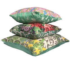 Green Yellow Pink Candy Coloured Maximalist Floral Vintage Cushions Collection