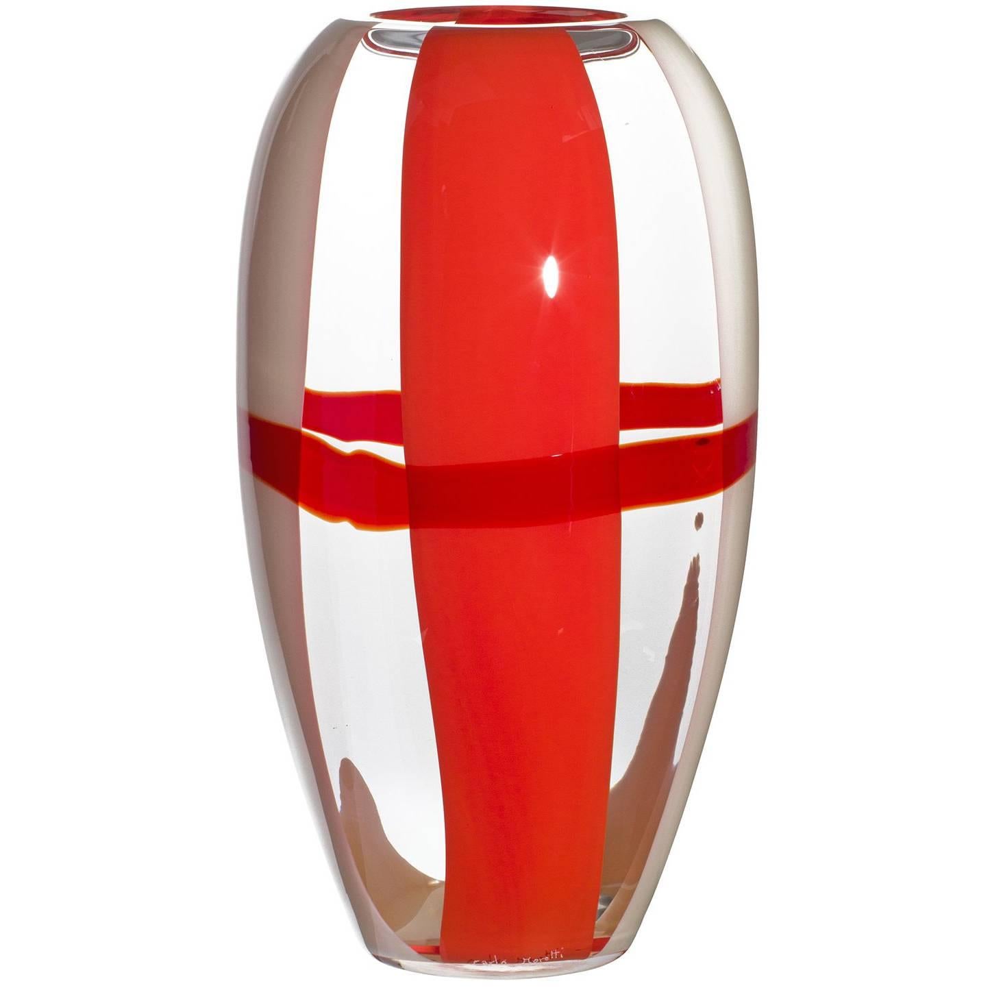 Vase contemporain en verre soufflé bouche d'Ogiva Carlo Moretti de Murano en vente
