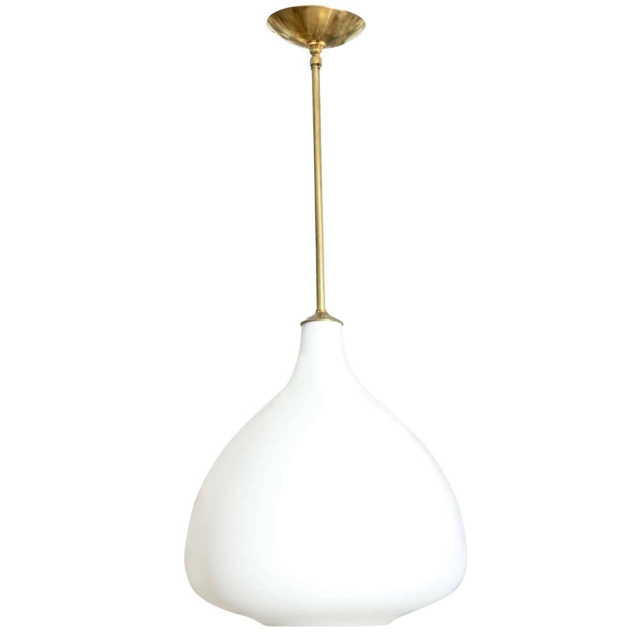 Frosted Glass Globe and Brass Pendant