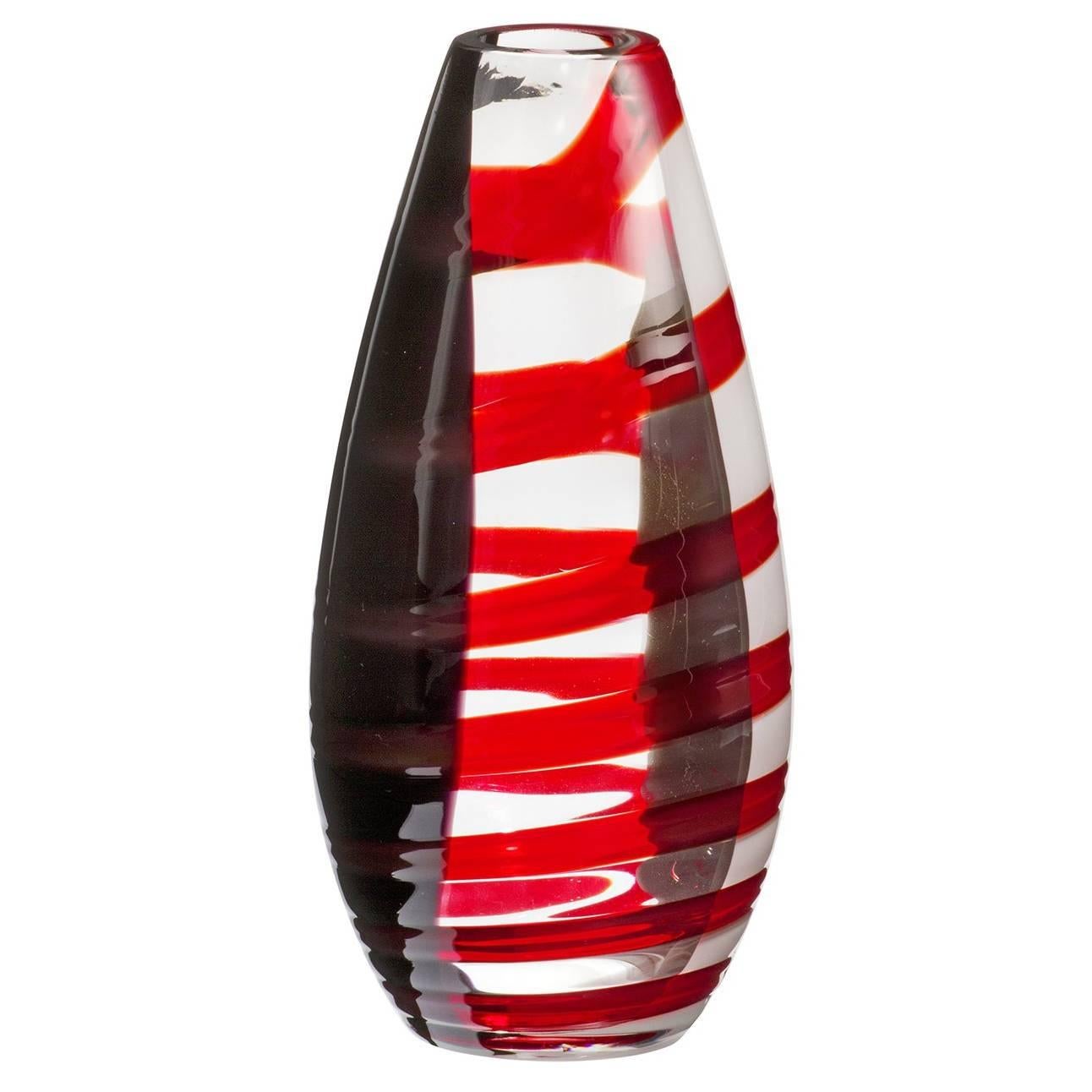 Novel Carlo Moretti Contemporary Mouth Blown Murano Glass Vase For Sale