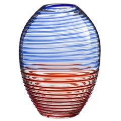 Vase contemporain en verre de Murano soufflé à la bouche Carlo Moretti Murano